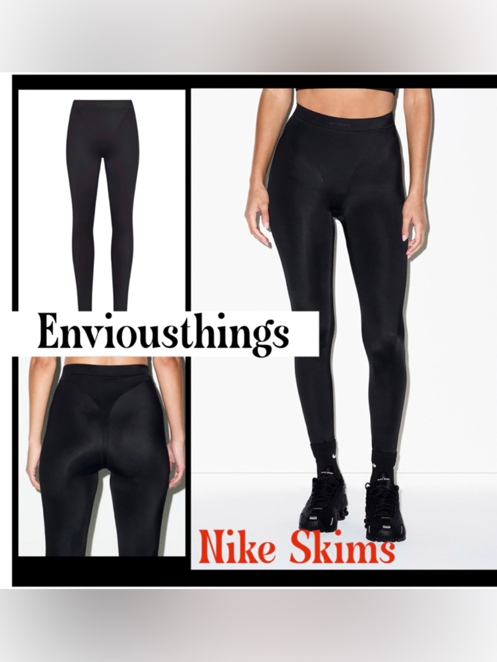 Nike Skims Shine Women's High-Waisted V-Panel 26" Legging Obsidian
